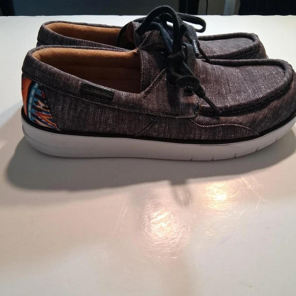 Mens Rank 45 gray cloth loafers comfortable casual outdoors